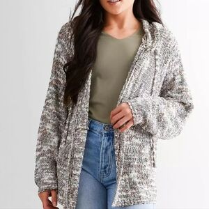 BKE Marled Yarn Hooded Fuzzy Warm Cardigan Women's Size XL XLarge